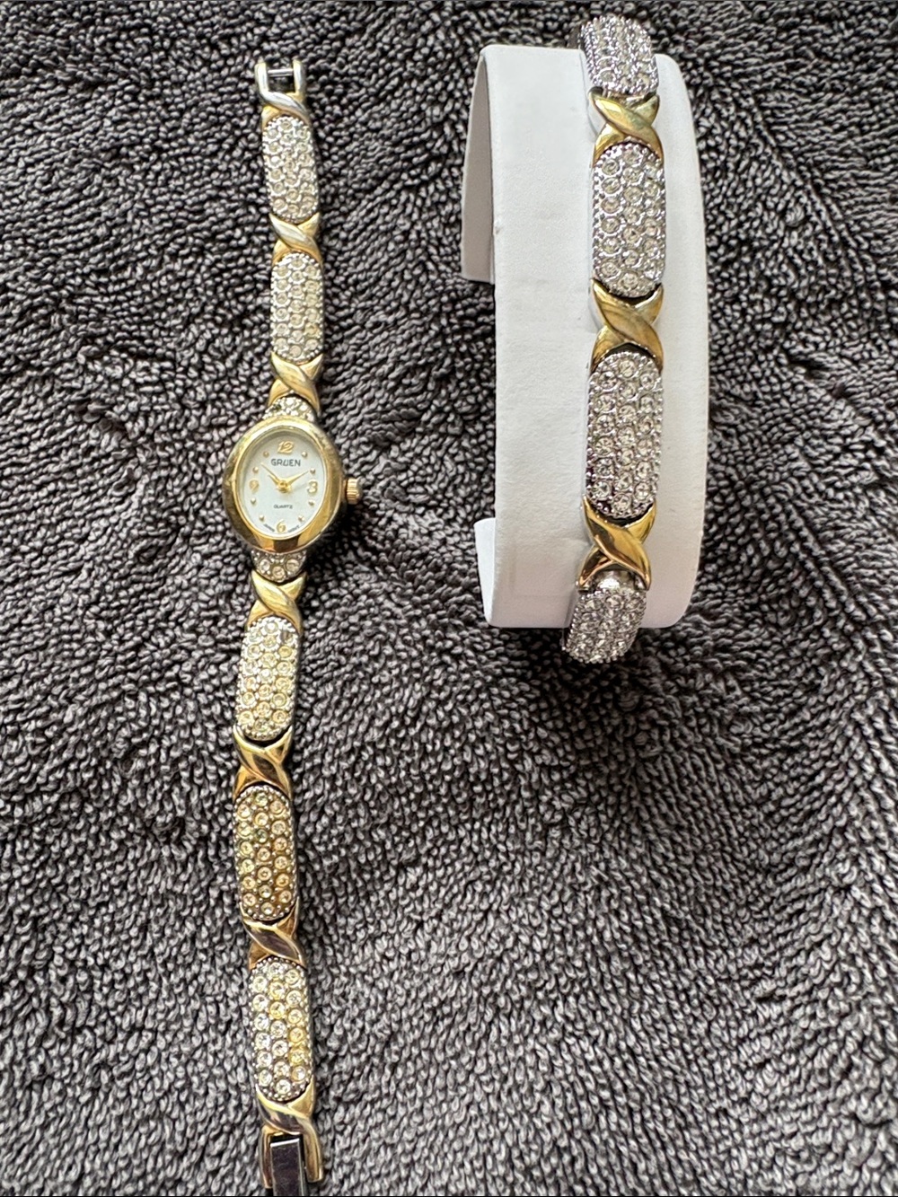 GRUEN Gold-Tone Crystal Bracelet Watch and Matching Bracelet - Gold